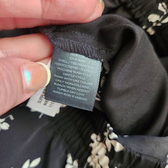 Lauren Ralph Lauren Pants Womens XS Blue Satin Floral Silky Drawstring Mid Rise - Picture 5 of 5